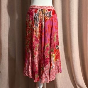 y2k flowy floral patchwork midi skirt